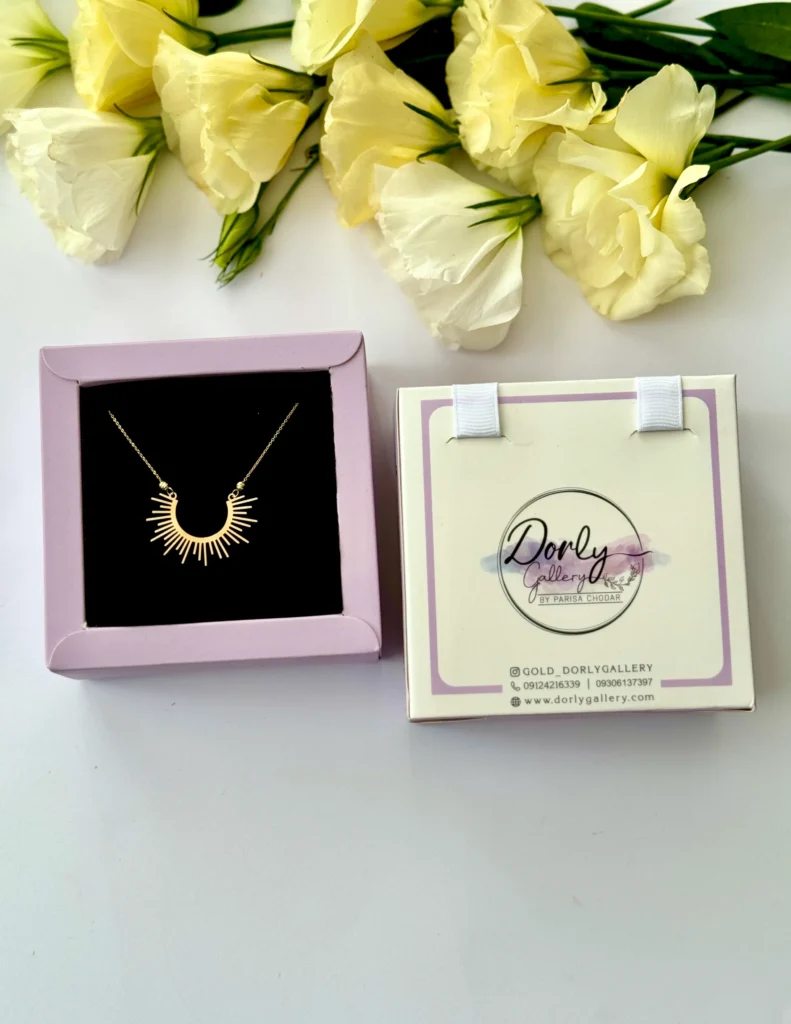 گردنبند طلا زنجیر متصل تابان و دو گوی البرنادو زنانه دخترانه کادویی