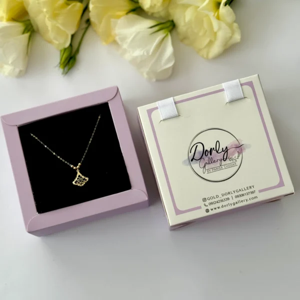 گردنبند طلا زنجیر متصل هرمس چهار گوی و باد بزن تار و پودی سه بعدی آویز زنانه دخترانه کادویی