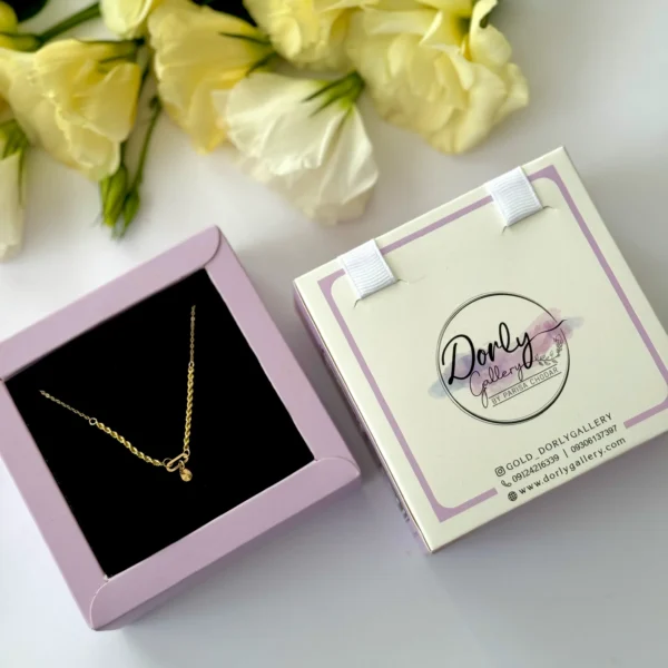 گردنبند طلا زنجیر متصل هرمس و طنابی اشک تراش دار آویز زنانه دخترانه کادویی