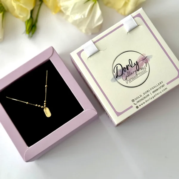 گردنبند طلا زنجیر متصل ابریشمی هشت گوی و بیضی تراش شاینی زنانه دخترانه کادویی