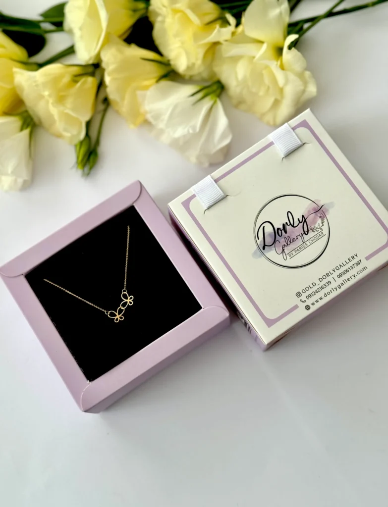 گردنبند طلا زنجیر متصل دو پروانه تو هم زنانه دخترانه کادویی