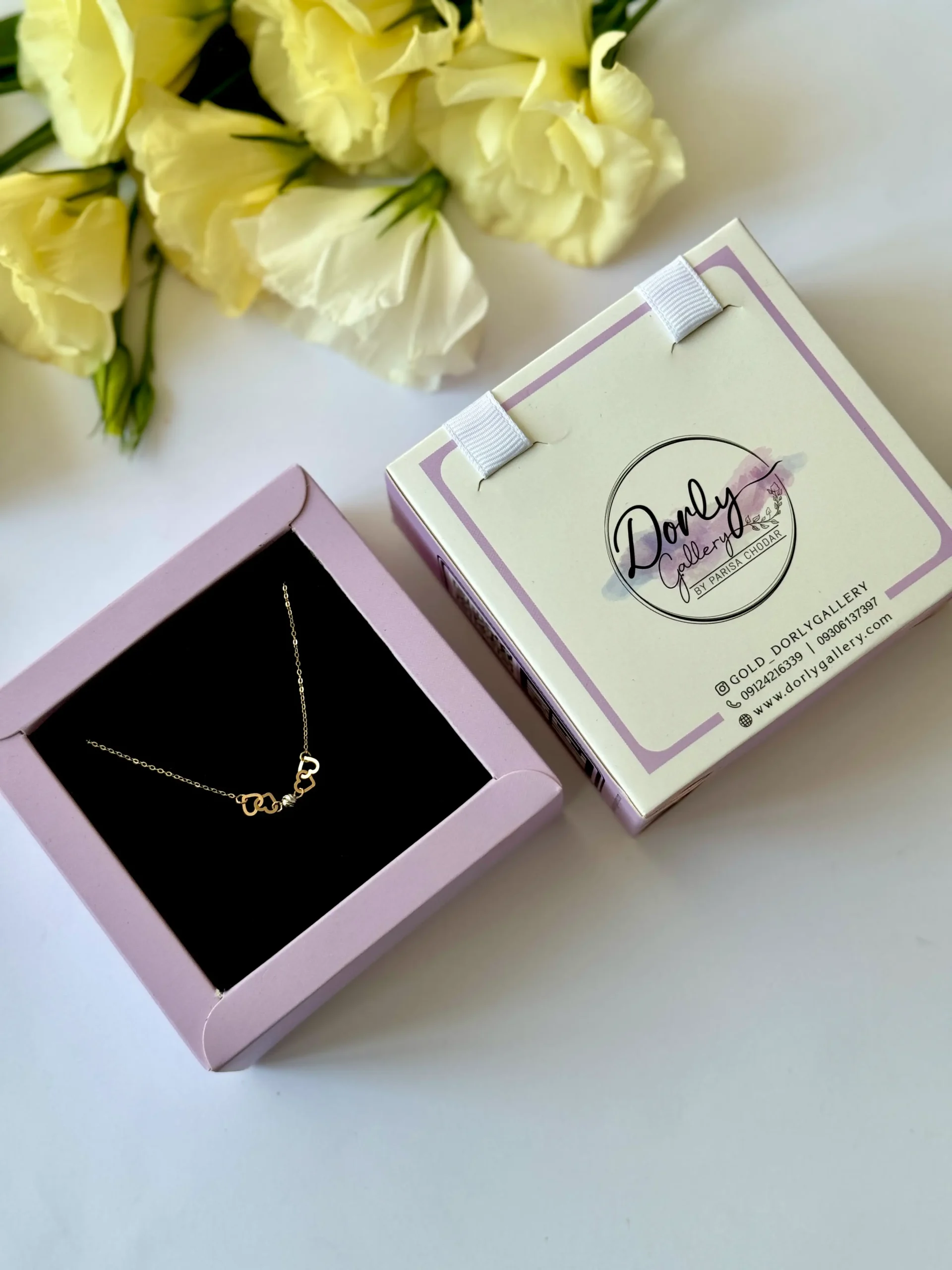 IMG_4704 گردنبند طلا زنجیر متصل هرمس چهار قلب تو هم و یک گوی البرنادو نقره ای زنانه دخترانه کادویی