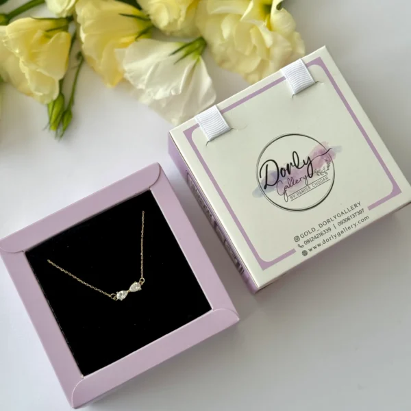 گردنبند طلا زنجیر متصل پاپیون سنگی زنانه دخترانه کادویی