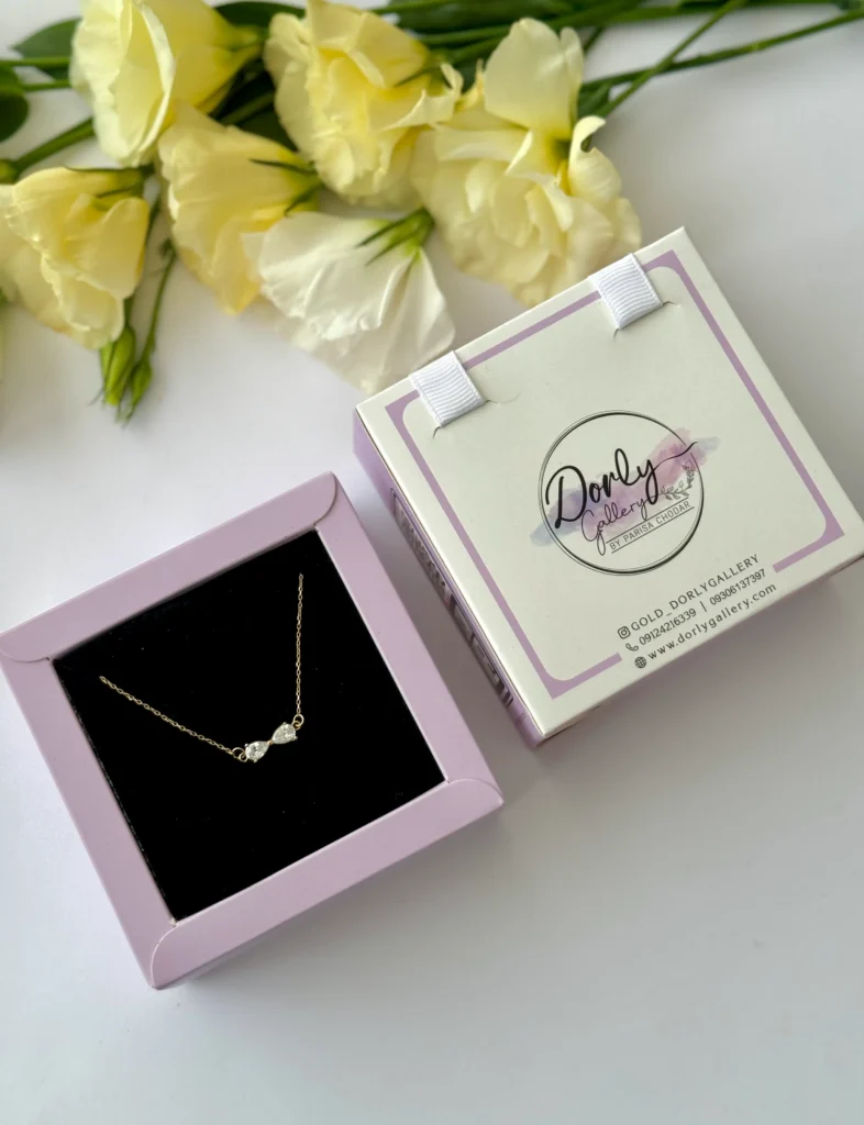 گردنبند طلا زنجیر متصل پاپیون سنگی زنانه دخترانه کادویی