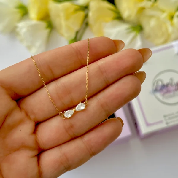 گردنبند طلا زنجیر متصل پاپیون سنگی زنانه دخترانه کادویی