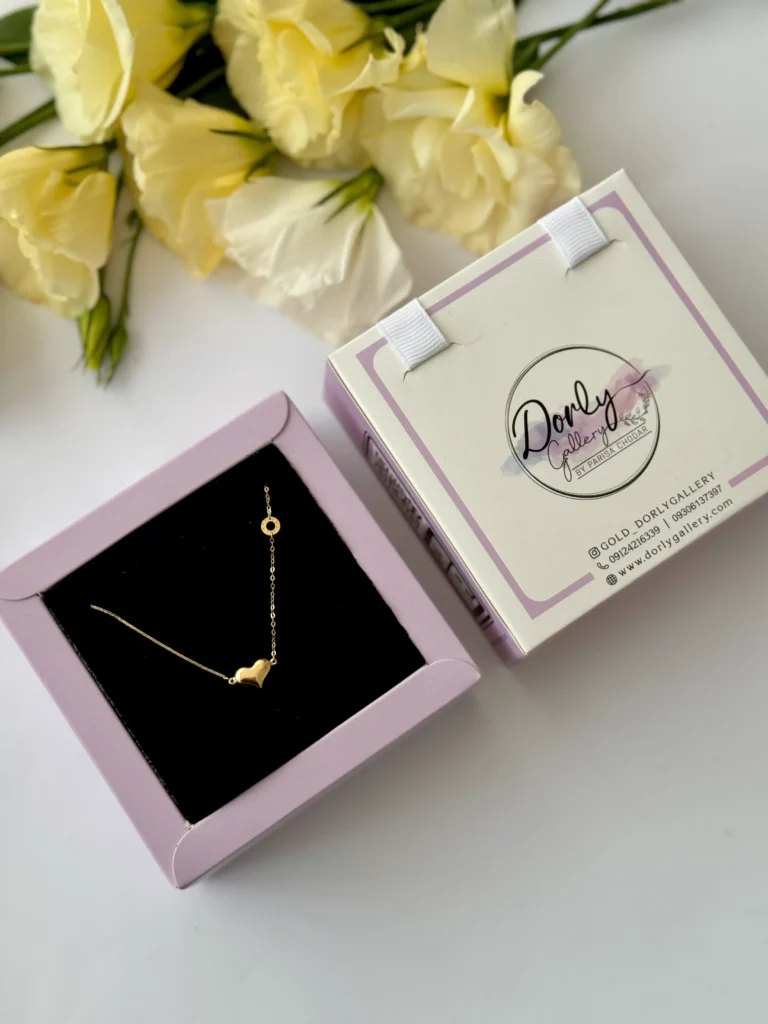 گردنبند طلا زنجیر متصل هرمس و ابریشمی قلب دامله و حلقه love کارتیه زنانه دخترانه کادویی