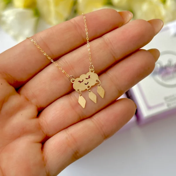 گردنبند طلا زنجیر متصل هرمس ابر و سه لوزی آویز زنانه کودکانه دخترانه کادویی