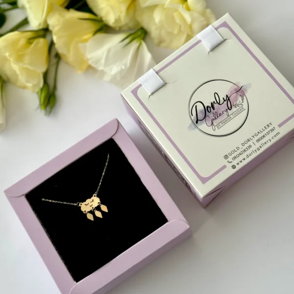 گردنبند طلا زنجیر متصل هرمس ابر و سه لوزی آویز زنانه کودکانه دخترانه کادویی