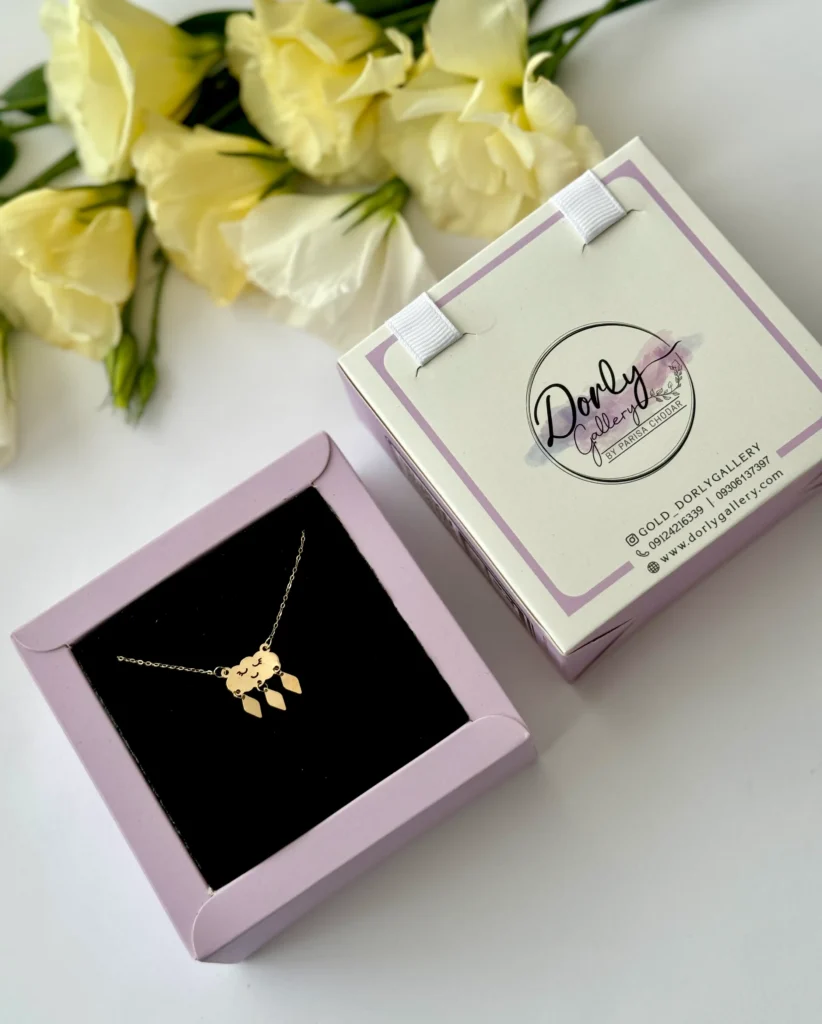 گردنبند طلا زنجیر متصل هرمس ابر و سه لوزی آویز زنانه کودکانه دخترانه کادویی