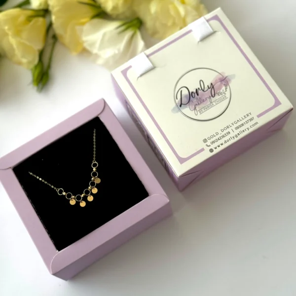 گردنبند طلا زنجیری هرمس هفت حلقه و شش گوی و پنج پولک آویز زنانه دخترانه کادویی