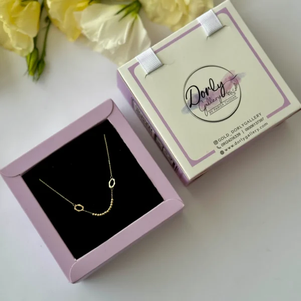 گردنبند طلا زنجیر متصل دو شش ضلعی تو خالی و دوازده گوی زنانه دخترانه کادویی