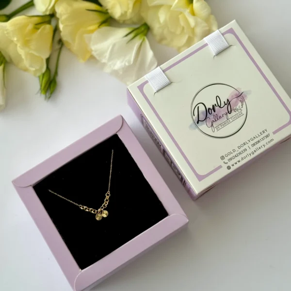 گردنبند طلا زنجیر متصل ده حلقه تو هم و دو دایره تراش دار آویز و یک گوی البرنادو زنانه دخترانه کادویی