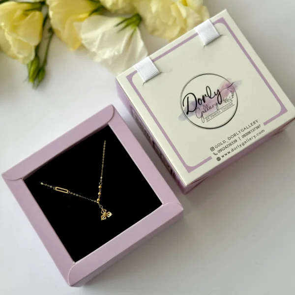 گردنبند طلا زنجیری هرمس سه گوی و گل سه پر آویز زنانه دخترانه کادویی