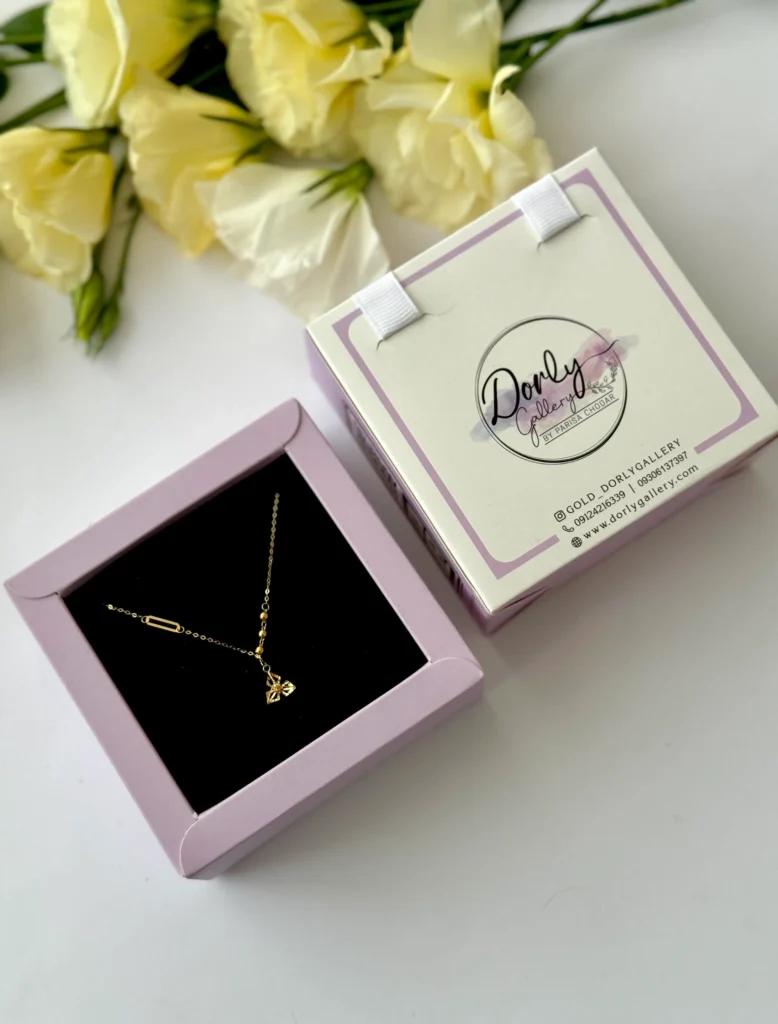 گردنبند طلا زنجیری هرمس سه گوی و گل سه پر آویز زنانه دخترانه کادویی