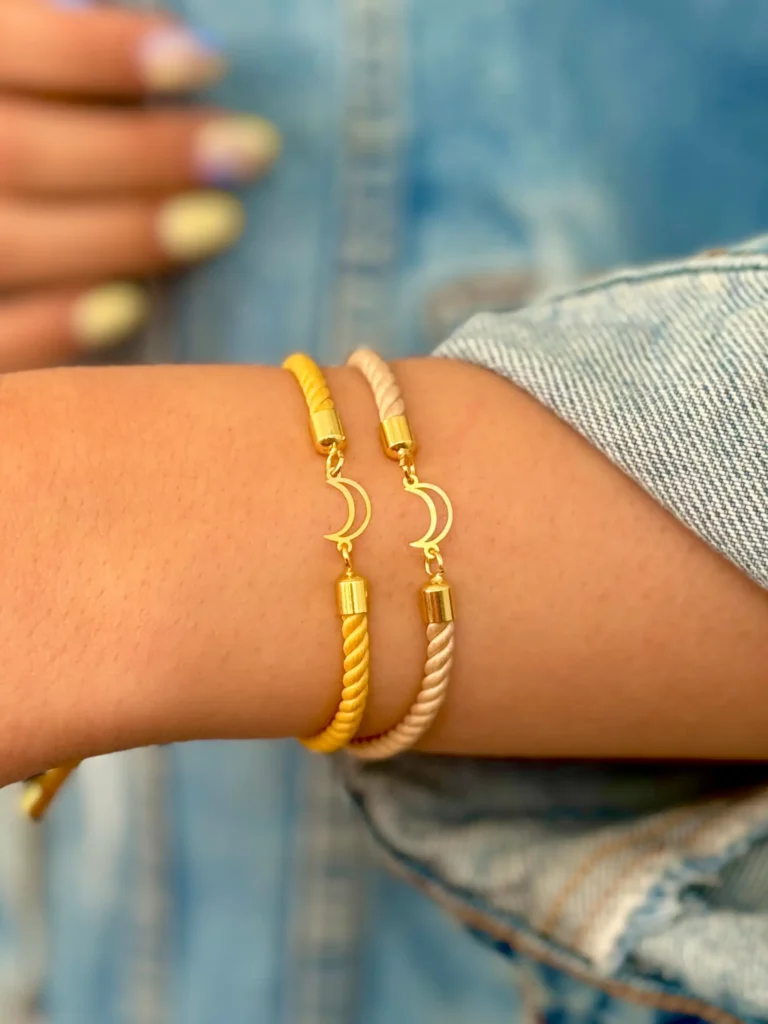 دستبند طلا ماه بند رنگی زنانه دخترانه کادویی