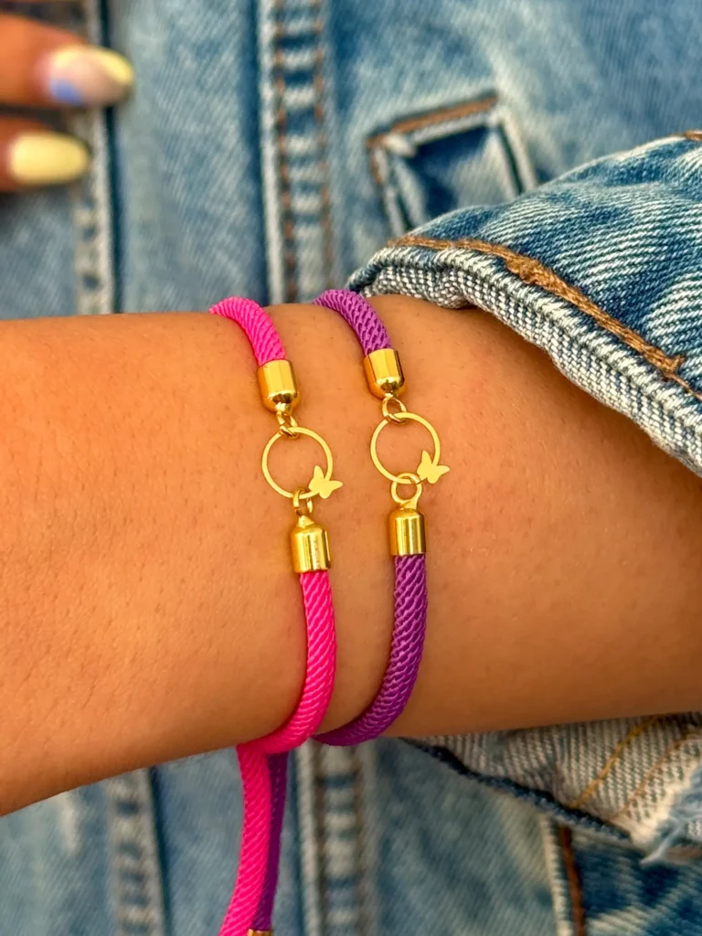 دستبند طلا دایره و پروانه بند رنگی زنانه دخترانه کادویی