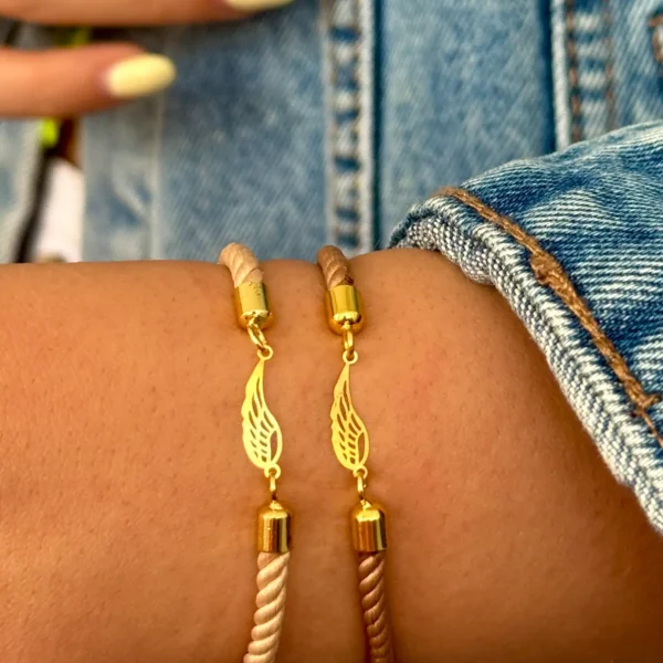 دستبند طلا تک بال فرشته بند رنگی زنانه دخترانه کادویی