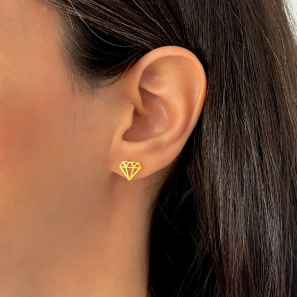 گوشواره طلا میخی الماس خطی لیزری زنانه دخترانه کادویی