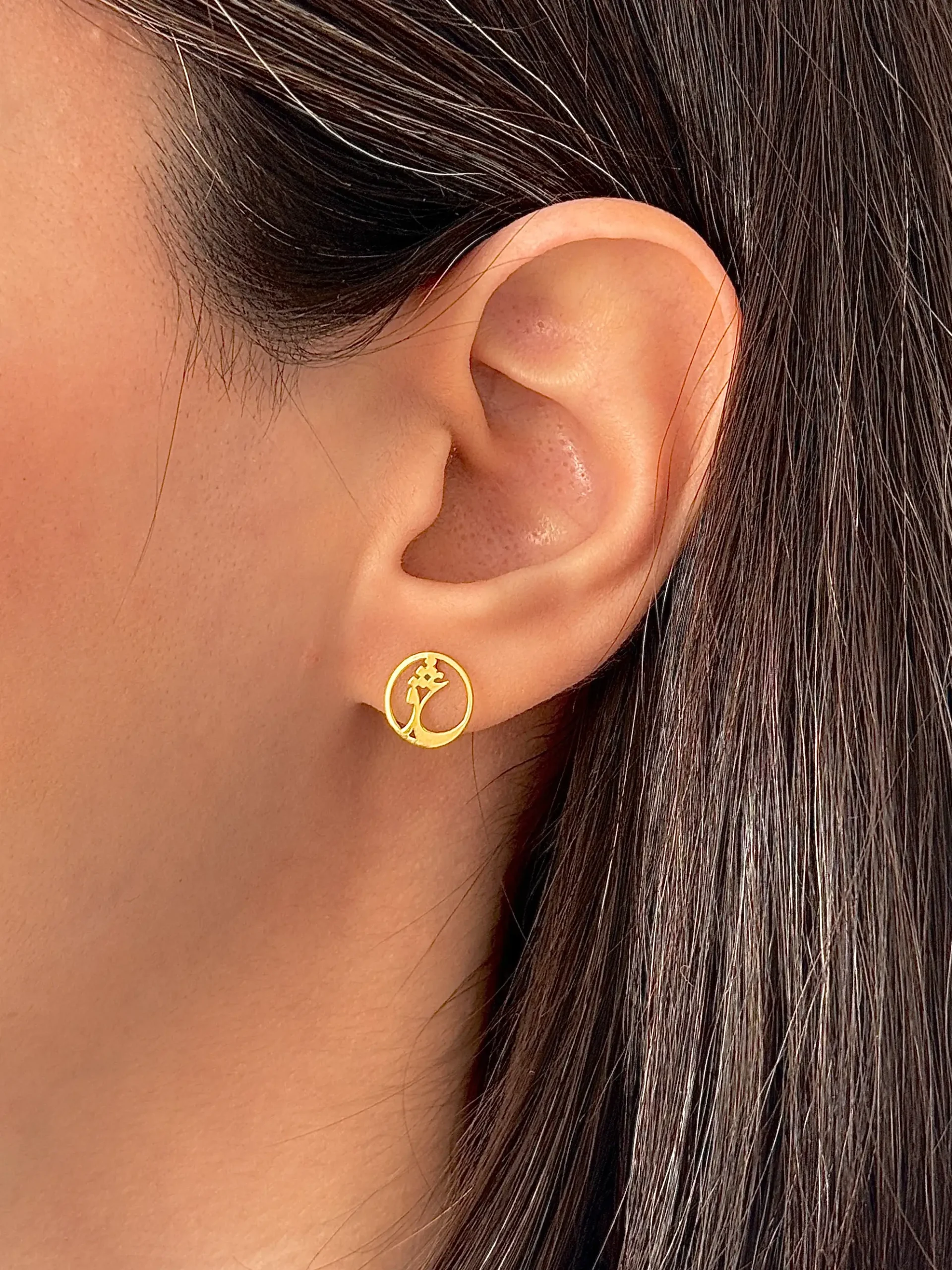 IMG_9991 گوشواره طلا میخی عشق در دایره لیزری زنانه دخترانه کادویی