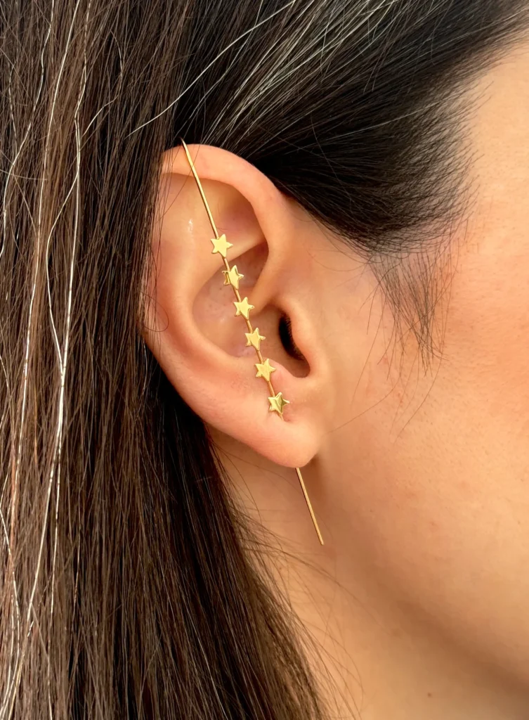 گوشواره طلا ایر کاف شش ستاره زنانه دخترانه کادویی