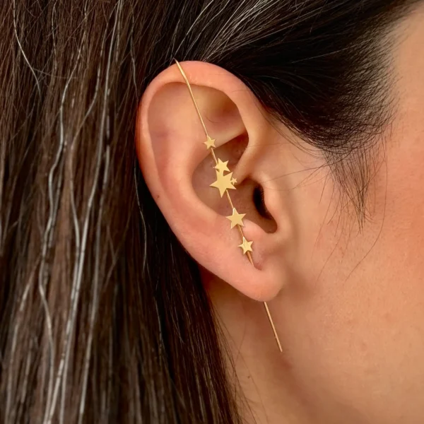 گوشواره طلا ایر کاف شش ستاره نا متقارن زنانه دخترانه کادویی