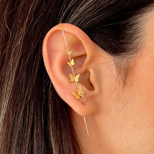 گوشواره طلا ایر کاف چهار پروانه نا متقارن دخترانه زنانه کادویی