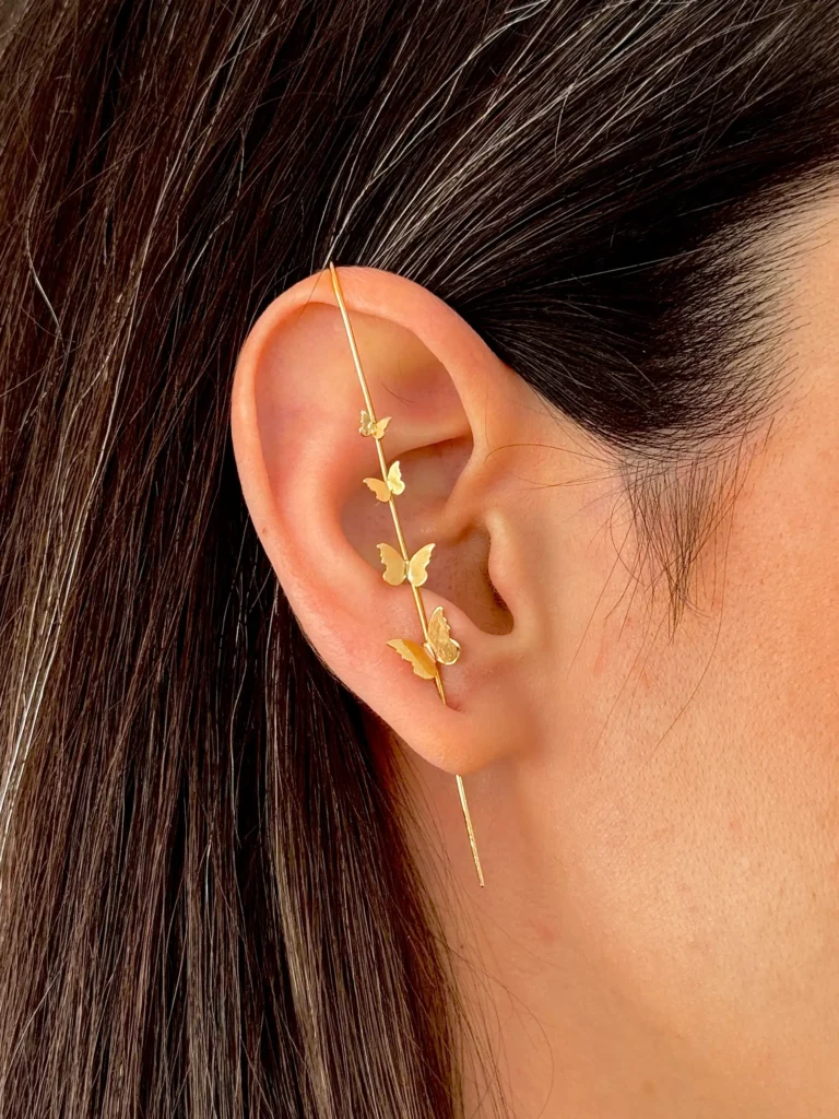 گوشواره طلا ایر کاف چهار پروانه نا متقارن دخترانه زنانه کادویی