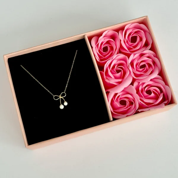 گردنبند طلا زنجیر متصل هرمس پاپیون مفتولی مرواریدی زنانه دخترانه کادویی