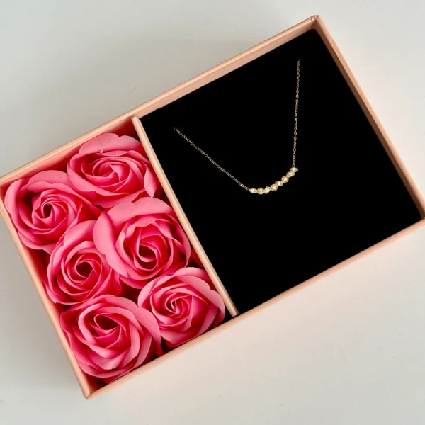 گردنبند طلا زنجیر متصل هرمس و هشت اشک نگینی زنانه دخترانه کادویی