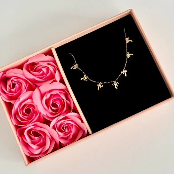 گردنبند طلا زنجیر متصل هرمس هفت پاپیون آویز زنانه دخترانه کادویی