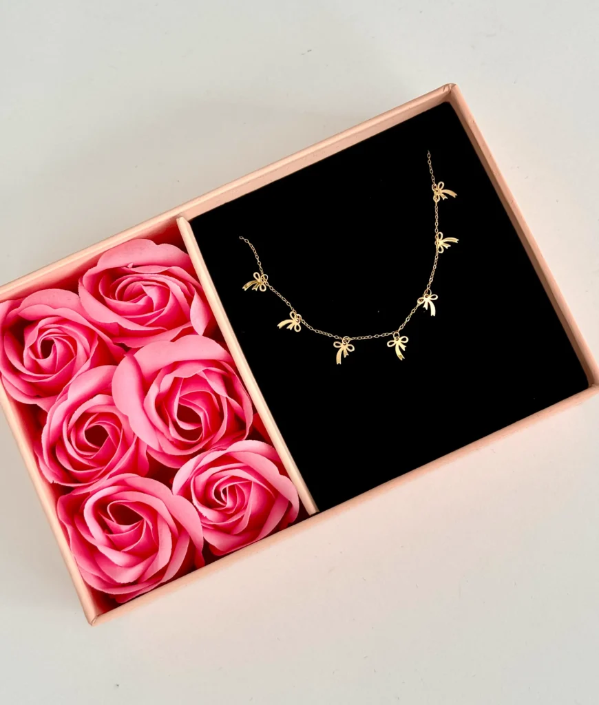 گردنبند طلا زنجیر متصل هرمس هفت پاپیون آویز زنانه دخترانه کادویی