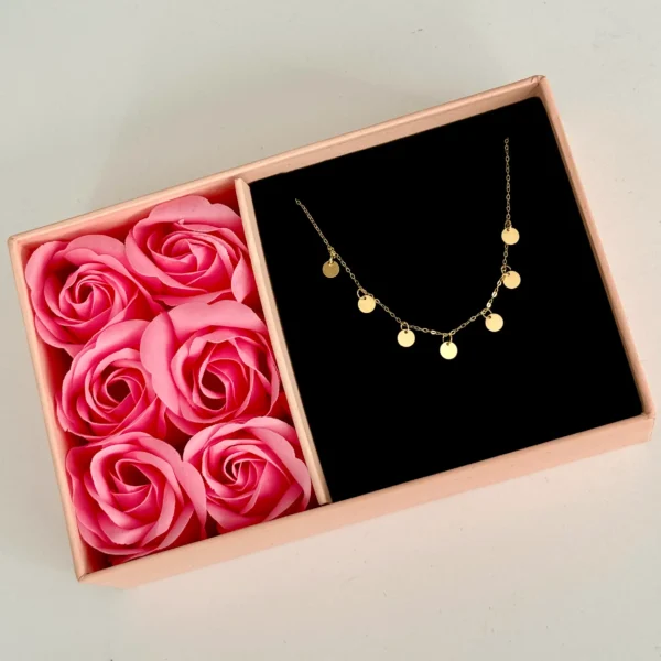 گردنبند طلا زنجیر متصل هفت پولک آویز زنانه دخترانه کادویی