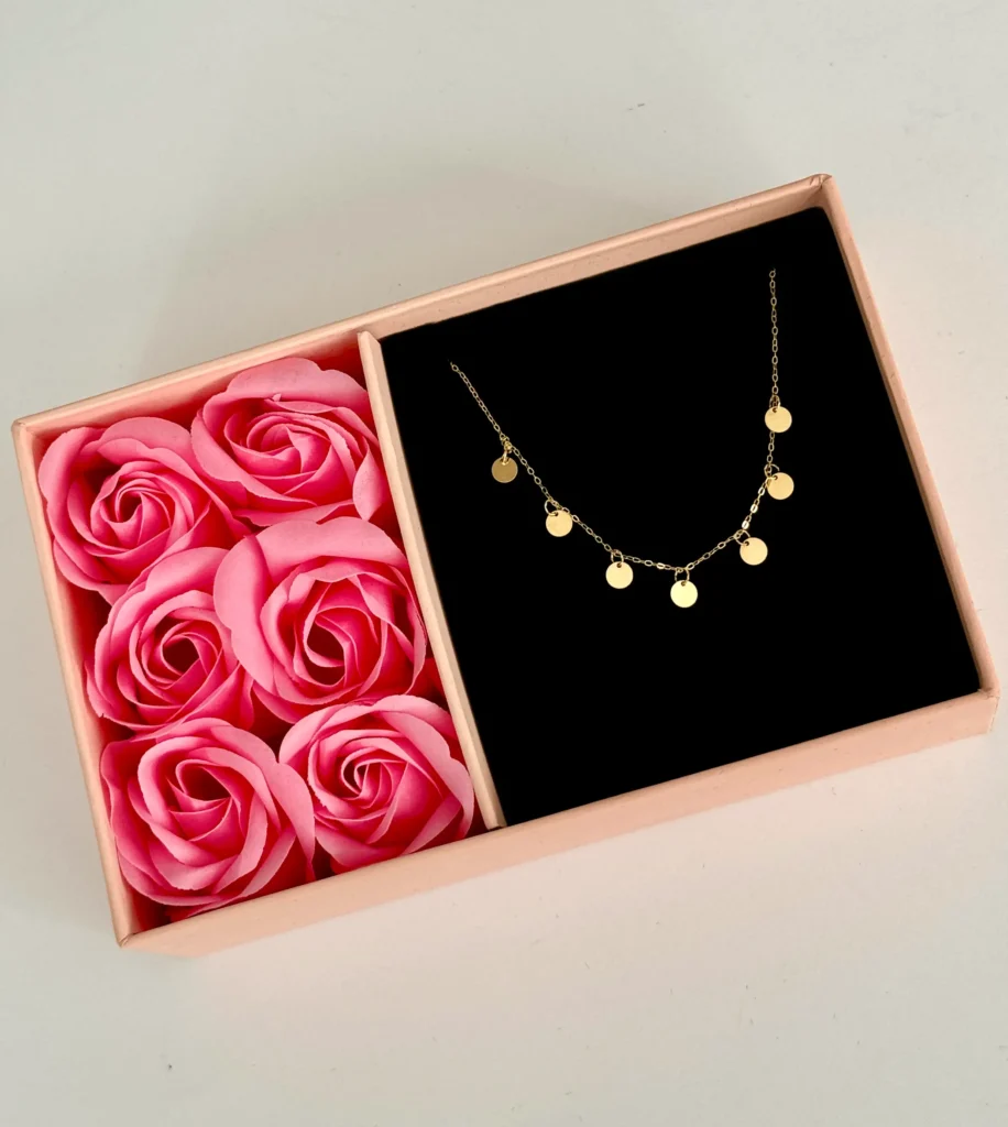 گردنبند طلا زنجیر متصل هفت پولک آویز زنانه دخترانه کادویی