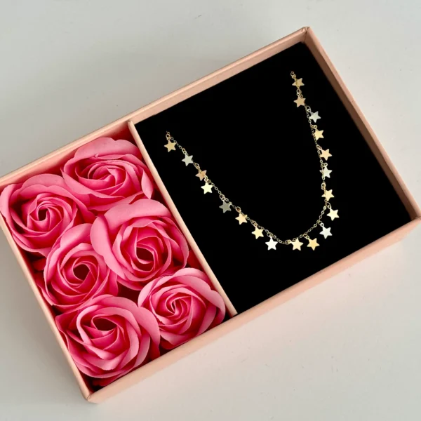 گردنبند طلا زنجیر متصل هرمس ستاره سه رنگ آویز زنانه دخترانه کادویی