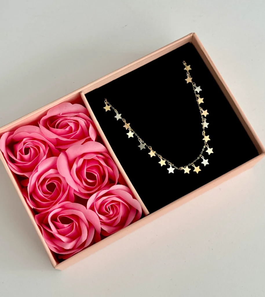 گردنبند طلا زنجیر متصل هرمس ستاره سه رنگ آویز زنانه دخترانه کادویی