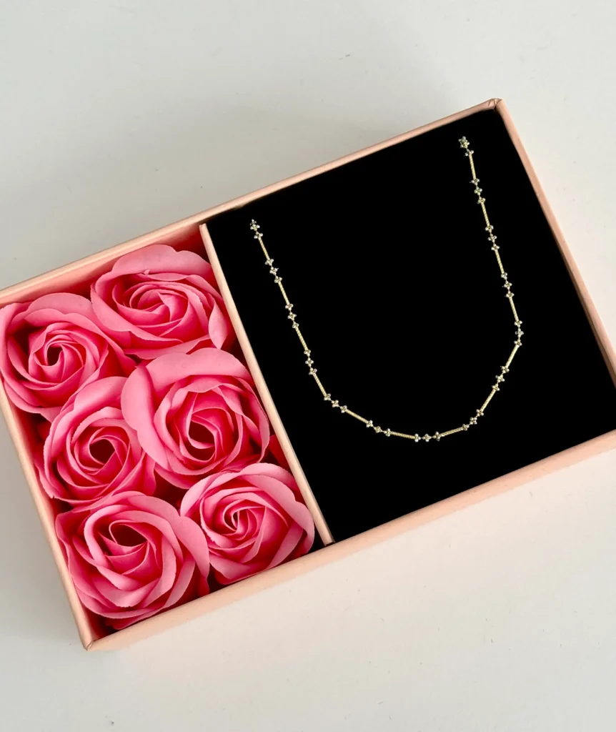 گردنبند طلا زنجیر متصل دو رنگ مولکولی باکسی زنانه دخترانه کادویی