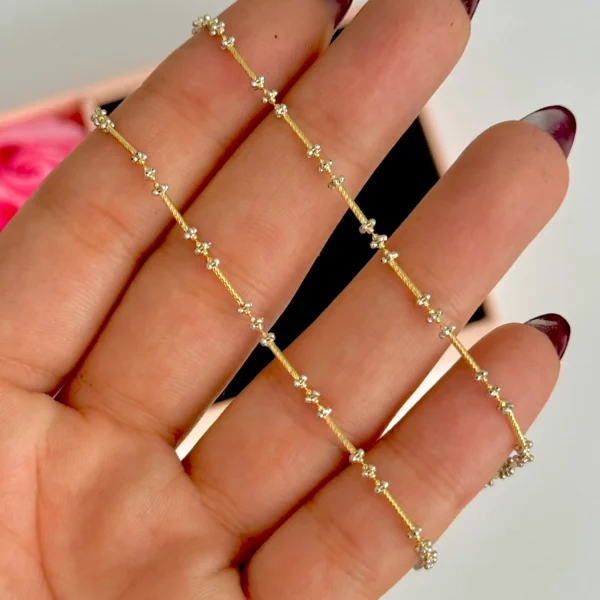 گردنبند طلا زنجیر متصل دو رنگ مولکولی باکسی زنانه دخترانه کادویی