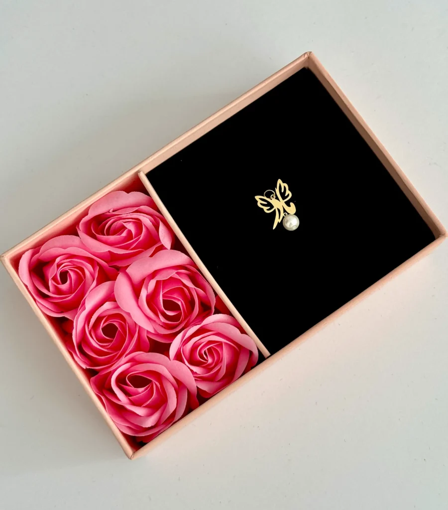 آویز طلا مادر پروانه مرواریدی زنانه دخترانه کادویی