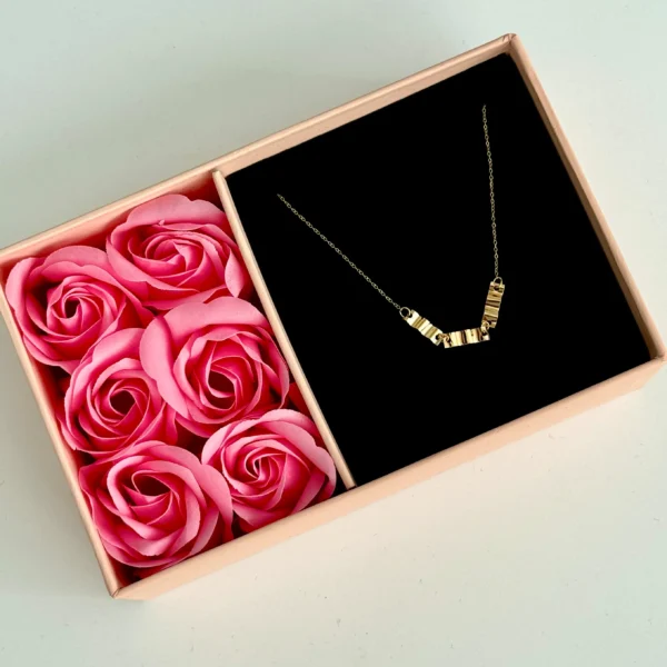 گردنبند طلا زنجیر متصل مستطیل چکشی زنانه دخترانه کادویی