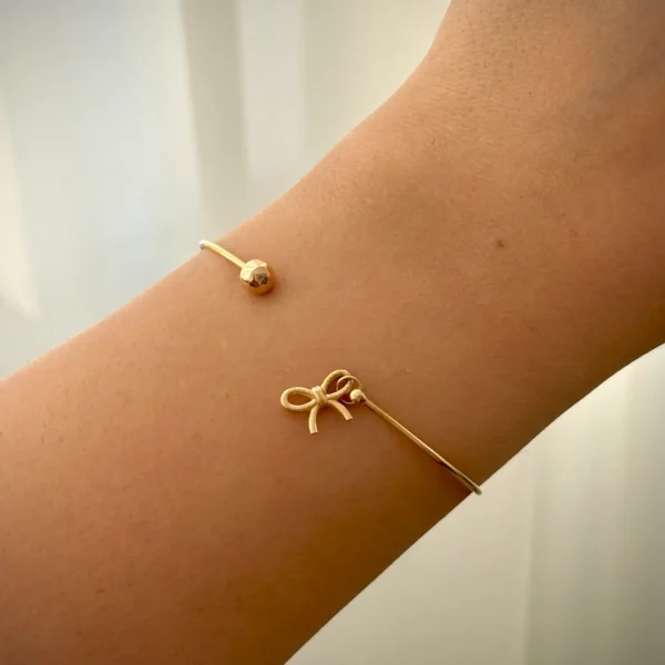 بنگل طلا گوی و پاپیون آویز زنانه دخترانه کادویی