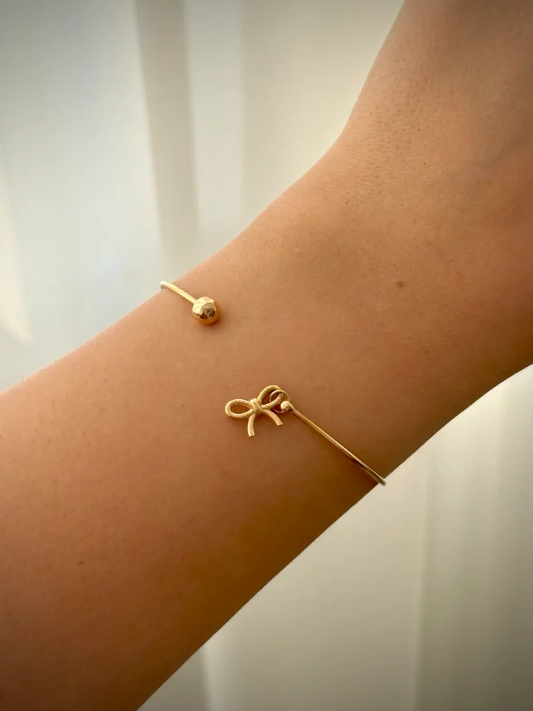 بنگل طلا گوی و پاپیون آویز زنانه دخترانه کادویی