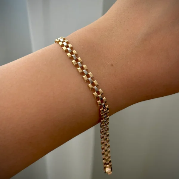 دستبند زنجیری طلا رولکس رزگلد و سفید زنانه دخترانه کادویی