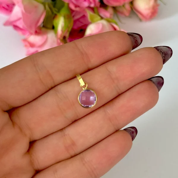 آویز طلا مارکو دایره بنفش زنانه دخترانه کادویی