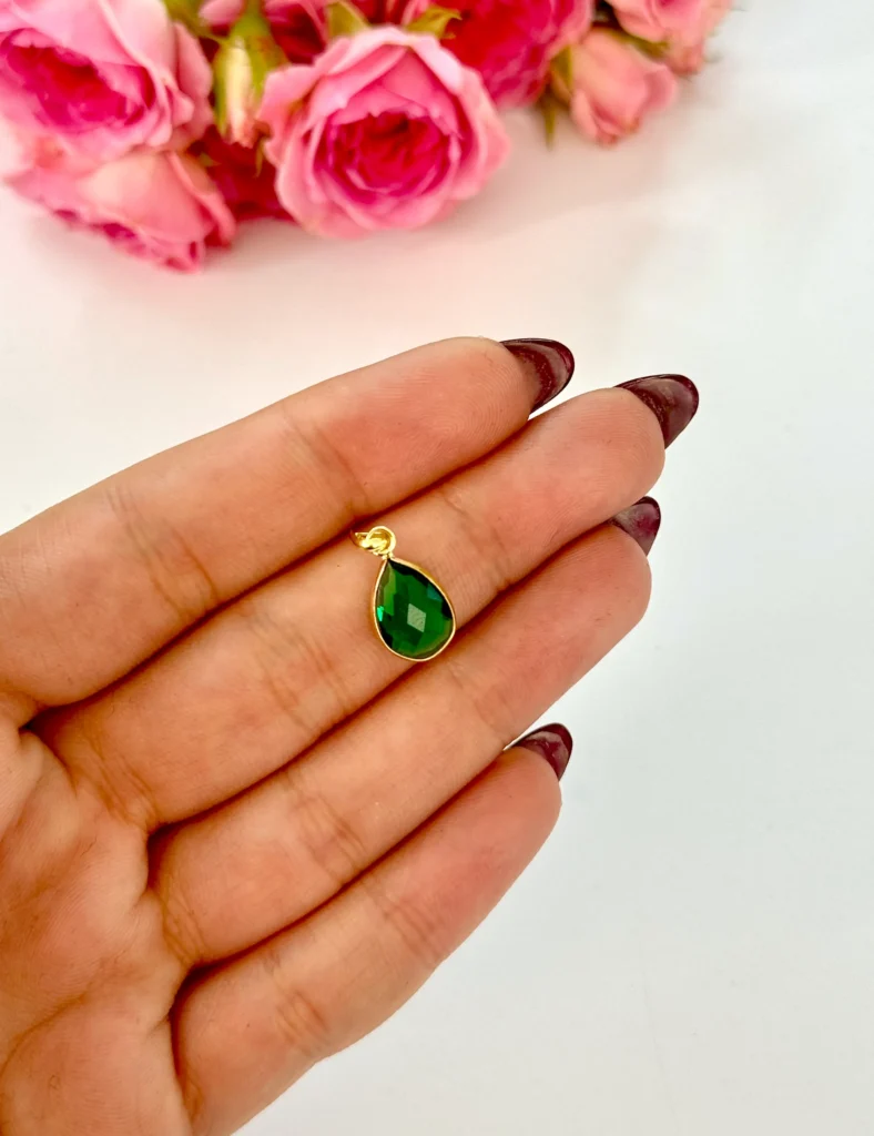 آویز طلا مارکو اشکی سبز زنانه دخترانه کادویی