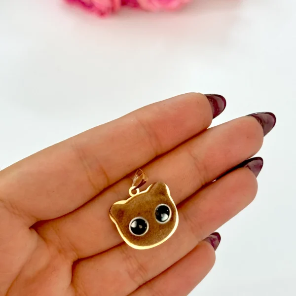 آویز طلا گربه پولیشی قهوه ای دخترانه کودکانه کادویی