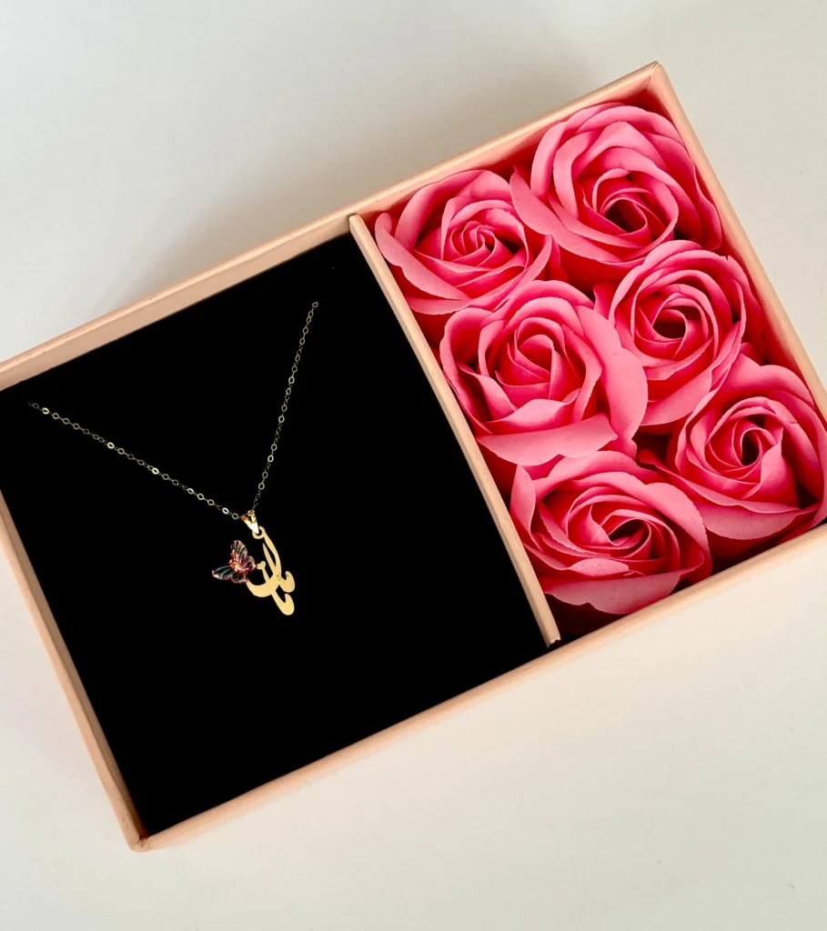 آویز طلا مامان نقطه قلب و پروانه سنگی نارنجی زنانه دخترانه کادویی