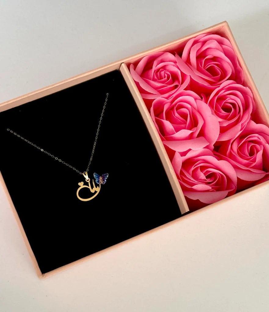 آویز طلا مامان نقطه قلب کشیده و پروانه سنگی بنفش زنانه دخترانه کادویی