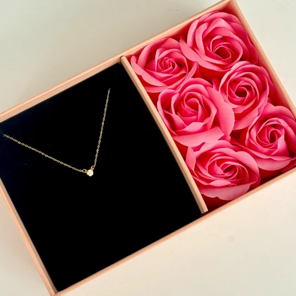 گردنبند طلا زنجیر متصل تک نگین زنانه دخترانه کادویی