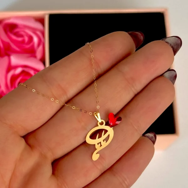 آویز طلا مامان کشیده سنگ قلبی قرمز زنانه دخترانه کادویی