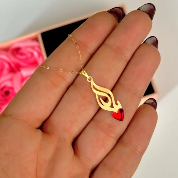 آویز طلا مادر سنگ قلبی قرمز زنانه دخترانه کادویی